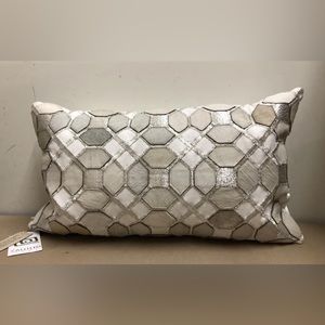 Callisto Home Calf Hair Embroidered Accent Pillow
